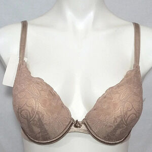32A Lily of France 2131701 Soiree Extreme Ego Boost Lace Underwire Bra Nude NWOT